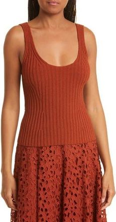 Vince Rib Tie Back Cotton Blend Tank Top in Rust Amber at Nordstrom Rack, Size X-Large