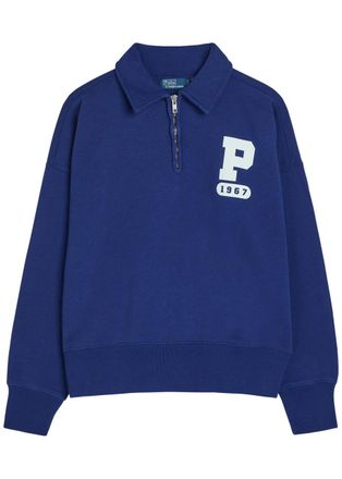 Polo Ralph Lauren Logo-print Cropped Cotton-blend Sweatshirt - Blue - XL (UK16 / XL)