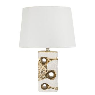 Mauro Ferretti Lámpara de mesa de cerámica blanca y dorada ø 30x43,5 cm