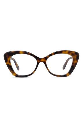 Loewe Curvy 52mm Cat Eye Optical Glasses in Dark Havana at Nordstrom