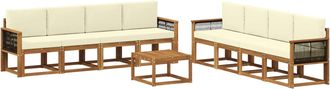 vidaXL Conjunto De Sof&aacute;s De Exterior 9 Uds. Natural Y Crema Vidaxl