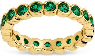 Sterling Forever Sterling Silver Emerald Helene Bezel Eternity Band Ring