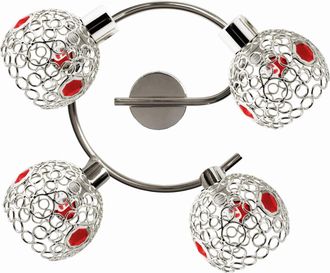 OEM Plafoniera Candellux Aron 4xg9 Cromata Rossa 44cm Cristallo