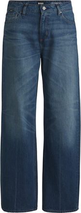 HUGO BOSS Womens Wide Leg Boyfriend Jeans in Dark Blue - Size 26W/32L