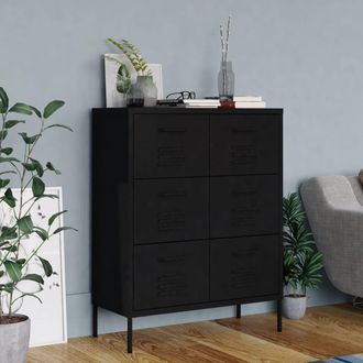 Berkfield Home Drawer Cabinet Black 80x35x101.5 cm Steel