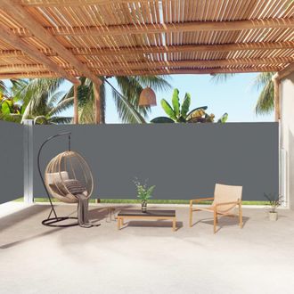 Berkfield Home Retractable Side Awning Anthracite 200x1000 cm in Black