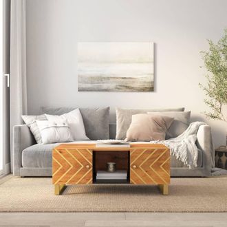 vidaXL Mesa De Centro Madera Maciza De Mango Negro Marr&oacute;n 100x54x40 Cm Vidaxl