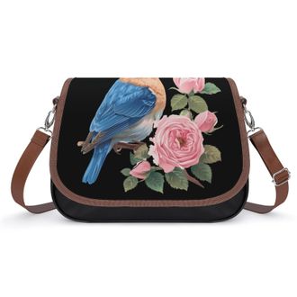 Generic Eastern Bluebird And Pretty Roses Crossbody Bags for Women Shoulder Messenger Bag Purse Handbags