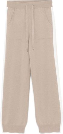 Lorena Antoniazzi Beige Gebreide Trekkoord Trainingsbroeken - Dames - Sweatpants - Beige - XL - Wol - Broeken