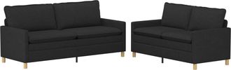vidaXL Juego De Sof&aacute; 2 Uds. Negro Tela Vidaxl