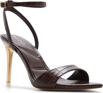Aldo Leandra Ankle Strap Pointed Toe Sandal in Dark Brown at Nordstrom, Size 7.5
