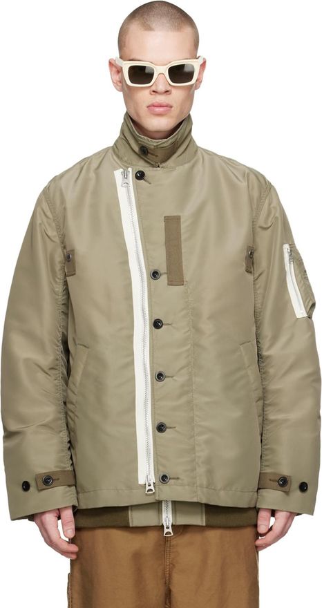 sacai Layered Bomber Jacket サイズ3 sacai Khaki Layered Bomber Jacket Sacai