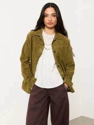 Fat Face FatFace Erin Olive Green Regular Suede Jacket