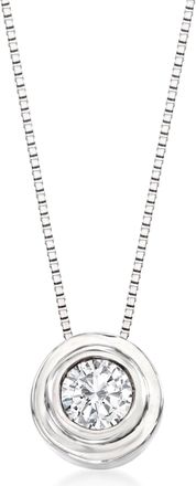 Ross-Simons Bezel-Set Diamond Solitaire Necklace in 14kt White Gold