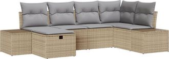 vidaXL Sofa Set with Cushion 6 pcs Poly Rattan vidaXL