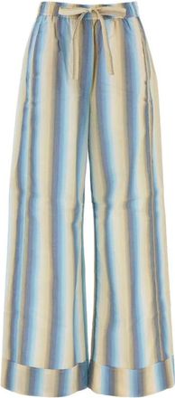 Ganni Ombre Stripe Elasticated Broeken - Dames - Wijde Broeken - Veelkleurig - S - Katoen - Broeken