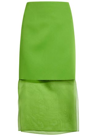 Khaite Sybil Layered Effect Satin Skirt - Green - 6 (UK10 / S)