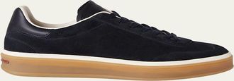 Loro Piana Mens Tennis Walk Suede T-Toe Low-Top Sneakers