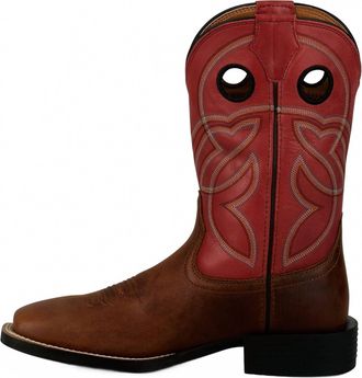 Justin Mens Lubbock 11 Work Boot - Wide In Red Brown