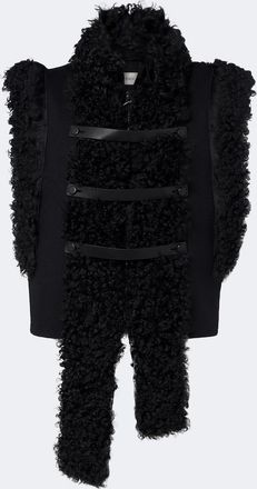 Fendi Gilet in misto lana e shearling con pelle