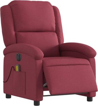 vidaXL Sillón de masaje reclinable eléctrico tela rojo tinto Vidaxl