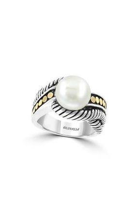 Effy Sterling Silver & 18K Gold Freshwater Pearl Ring in White at Nordstrom Rack, Size 7