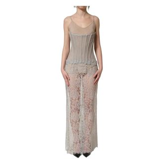 Dolce & Gabbana Corset Style Bodice Maxi Dress - female - Dolce & Gabbana - Maxi Dresses - Gray - S - Dresses