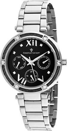 Christian Van Sant Womens Sienna Black Dial Watch