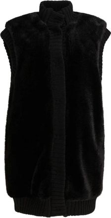 Pinko Zwarte Mouwloze Faux Fur Jas - Dames - Bodywarmers - Zwart - XS - Polyester - Jassen