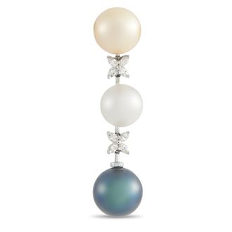 Luxury Bazaar 18K White Gold 0.25ct Diamond and Pearl Pendant MF49-052126