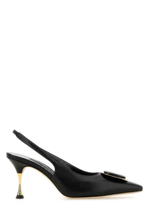 Manolo Blahnik Carolyne 50 polka-dot mesh slingback pumps