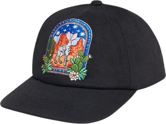 Casablanca Mens Patch Cap Larche Du Desert Nuit Black Hat Cotton - One Size