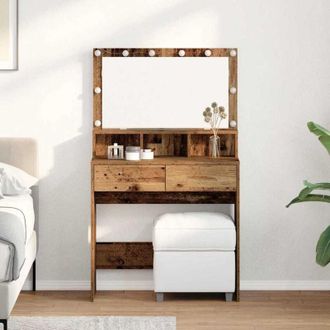 vidaXL Tavolo da Trucco con cassetto Legno vecchio 80 x 41 x 134.5 cm - Vidaxl