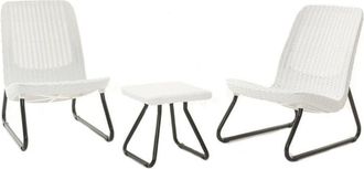 Dmora Dmora - Set salotto da esterno Cambiano, Salottino outdoor, Set da balcone o giardino, Composizione soggiorno per esterni, 78x54 h79 cm, Bianco