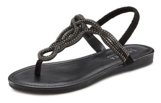 Lascana Zehentrenner Sandale, Pantolette mit Schmucksteinen in Glitzer-Optik VEGAN