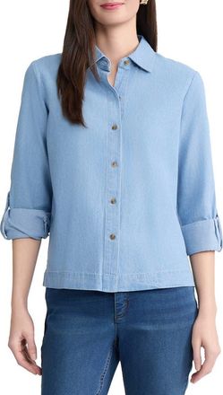 Jones New York Boxy Denim Button-Up Shirt in Pisces Wash at Nordstrom, Size X-Small