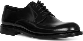 Dolce & Gabbana Mens Derby Shoes Brushed Calf Leather Black Lace-Up Flat