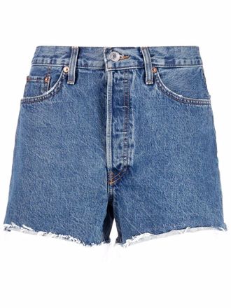 Re/Done 90s high-waist denim shorts - women - Polyester/Cotton/Organic Cotton - 29 - Blue