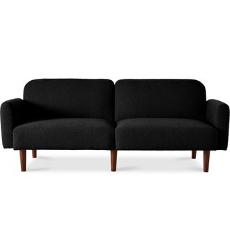 Best Choice Products Curved Convertible Futon, Boucle Fabric Split-Back Sleeper Bed