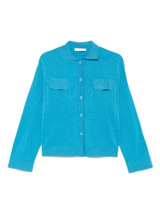 Akep lurex-detail shirt - women - Cotton/Viscose/Metallic Fibre/Polyamide - M - Blue