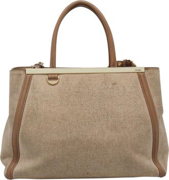 Fendi 2Jours Canvas Beige Canvas Handbag (Pre-Owned)