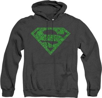 Gildan Superman St. Patrick&acute;s Day Shamrock Logo Adult Heather Hoodie / Hooded Sweatshirt