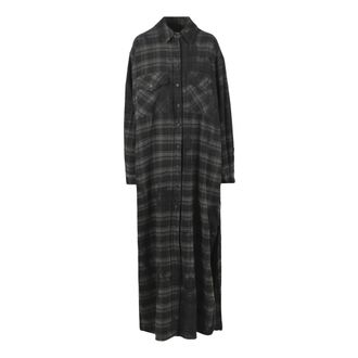 Souvenir Kleedjes, Dames, Grijs, S, Katoen, Check Flannel Shirt Dress