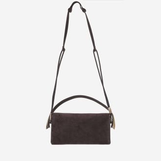 Benedetta Bruzziches Womens Suede Top-Handle Shoulder Bag Brown