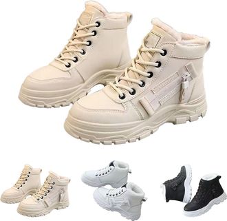 Generic Winter Ankle Shoes For Women, Womens Winter Lace Up Ankle Boots Waterproof Faux Fur Lined Walking Boots With Lace Anti-Slip Lightweight Outdoor Shoes 