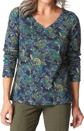 Habitat V Neck Long Sleeve Tee In Mulberry Print