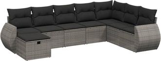 vidaXL Vidaxl - Set De Sof&aacute;s De Jard&iacute;n 8 Pzas Y Cojines Rat&aacute;n Sint&eacute;tico Gris