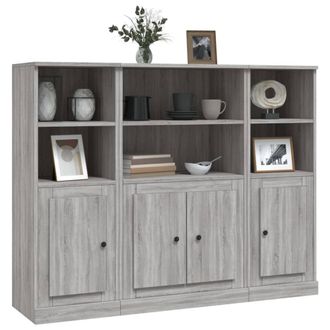 Berkfield Home Highboards 3 pcs Grey Sonoma Engineered Wood