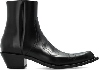 Acne Studios Puntige Cowboy Enkellaarsjes - Heren - Cowboylaarzen - Zwart - 41 EU - Leer - Schoenen