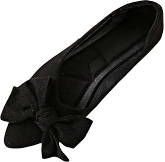 Generic Womens Plaid Bow Ballet Flat Shoes, Cute Trendy Slip On Pointed Toe Loafers, Comfortable Casual Shoes for Business Casual Office Work & Everyday Wear 